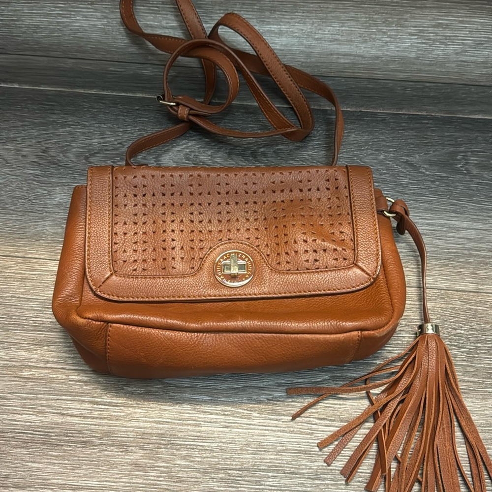 Isaac Mizrahi brown leather crossbody bag (n62)